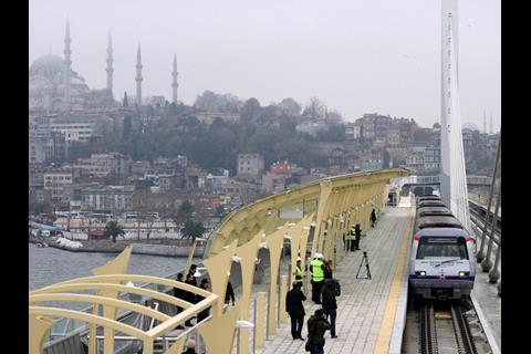 Haliç metro bridge across the Golden Horn in Istanbul.